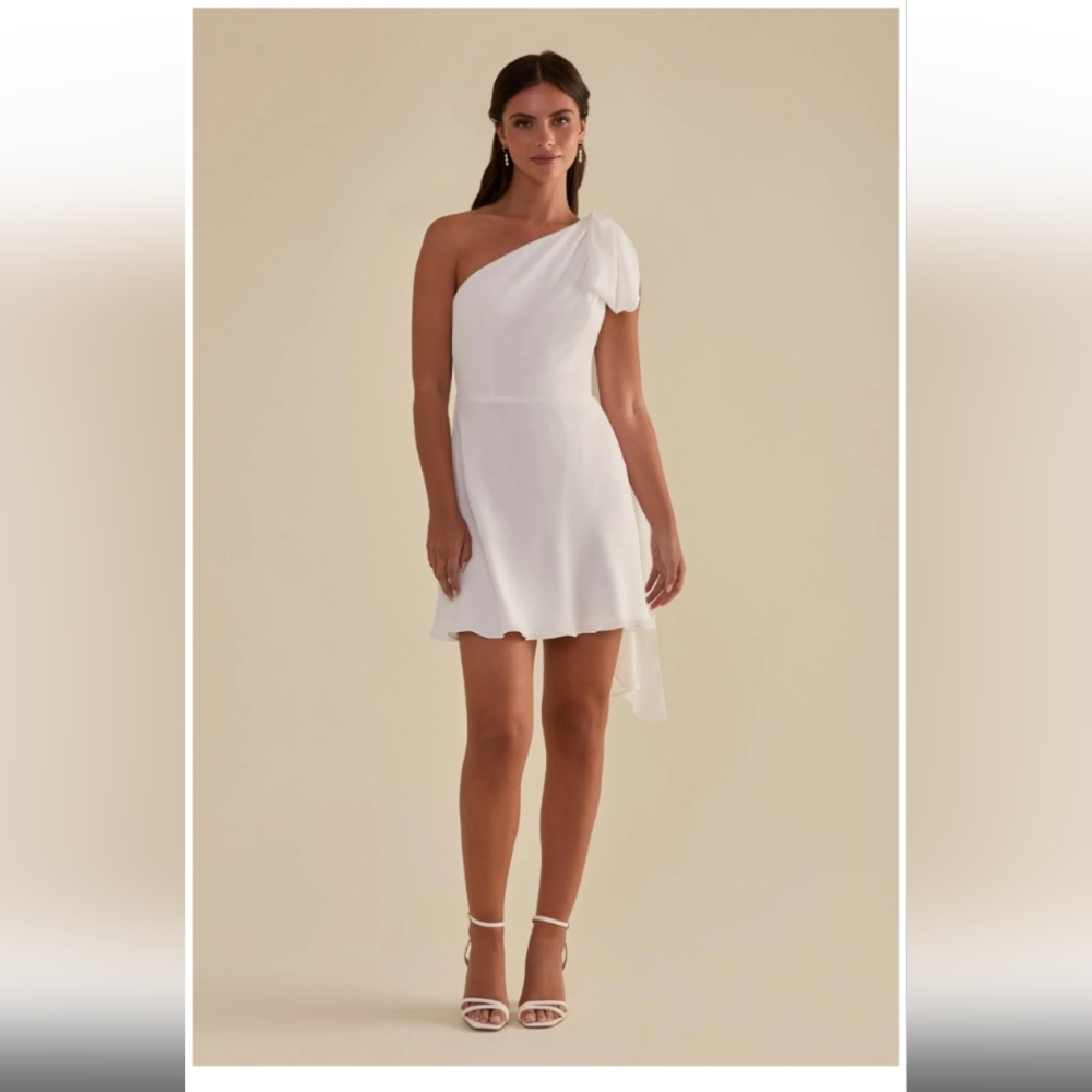 Birdy Grey Melanie Elegant One-Shoulder White Dress